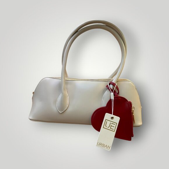 Urban Expressions Oatmilk Double Handle Handbag with Red Heart Zipper Pouch - Picture 9 of 12